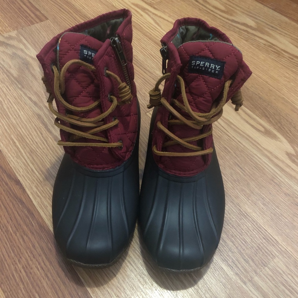 Maroon Sperry Duck Boots
